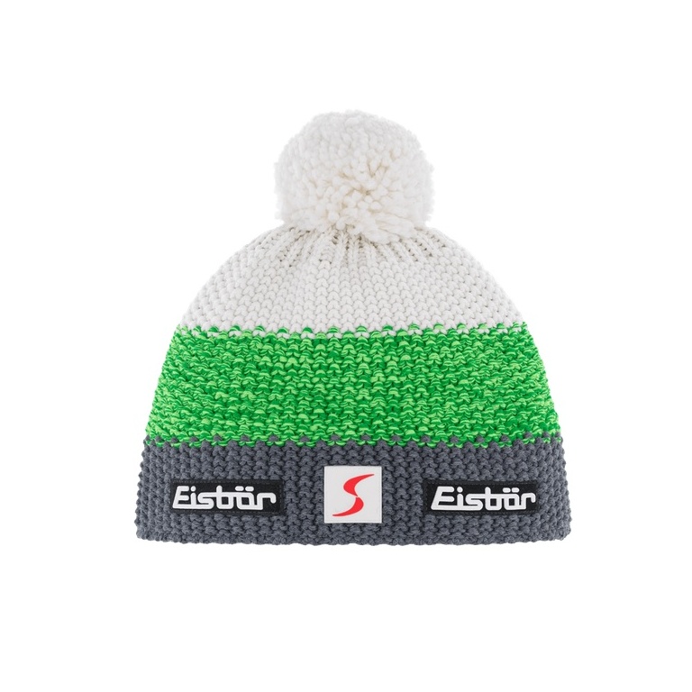 Czapka zimowa Eisbär Star SP z pomponem szaro/zielono/biała dziecięca